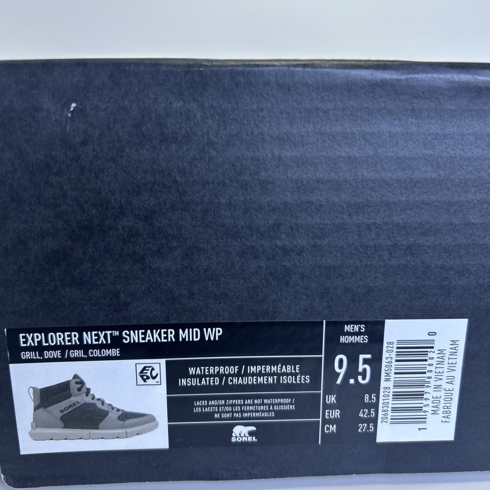 Sorel Explorer Next Sneaker Mid WP Waterproof Boots Men's Size 9.5 Dark Gray NEW - Picture 11 of 11